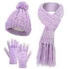 Cozy Women s 3-in-1 Knit Beanie Hat  Gloves   Scarf Set - Winter Warmth Accessor