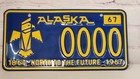 1967 Alaska Sample Licence Plate  Near Mint Rare 4 Digits  Ships Free In Lower48