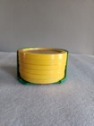 Vintage Studio 70s Plastic   Cork Coasters   Holder 6 Coasters     Green   Yellow 