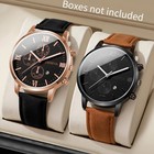Men s Watch  Round Dial Leather Strap Band Date Analog Quartz Casual Wristwatch
