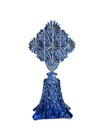 Art Deco Perfume Bottle Blue Glass Czechoslovakia  C 1940 Diamond Cut Snowflake