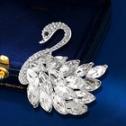 Elegant Rhinestone Swan Brooches Pin Crystal Brooch Lapel Large  White 