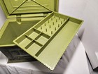 Vtg  Max Klein Inc Avocado Green Plastic Faux Wood Sewing Box  Sc-1280