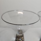 Blingy Set  2 Martini cocktail Glasses Handcraft W rhinestone  Silver Trim  Read