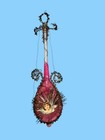 Antique Victorian German Pink Glass Mandolin Ornament Angel Scrap Wire Wrapped 9