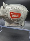 Vintage Banthrico  Pewter Metal Pig Coin Bank Circa 1974 R b  Rice Advertising