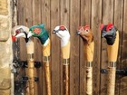 Lot Of 5 Handcarved Wooden Walking Stick Birds Handmade Wooden Walking Cane
