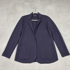 Eileen Fisher Size Small 100  Merino Wool Knit Blazer Jacket Navy One Button
