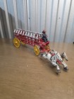 Cast Iron Horse Drawn Fire Truck Engine  W Ladders   Driver  Needs Pin  See   