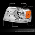 For 04-08 Ford F150 Lincoln Mark Lt Oe Style Headlights Head Lamps Chrome amber