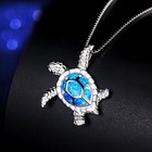 Sterling Silver Turtle Pendant Necklace Blue Simulated Pearl Ocean Jewelry
