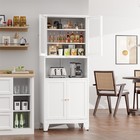 69  Metal Kitchen Pantry Storage Cabinet With Glass Doors And Adjustable Shelves