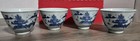 Set Of 4 Blue And White Chinese Pagoda Porcelain Tea  Sake Cups