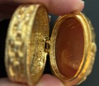 Oval Cameo Portrait Pill Box Gold Tone Frame Brown Cream Beauty Theme