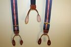 Mens Suspenders Braces Button Tabs Gold Tone Navy Blue Red Brown Adjustable