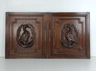 Pair Antique French Hand Carved Wood Oak Door Panels Reclaimed Architectural Her
