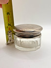Vintage Glass Vanity Jar With Sterling Silver Top