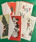 Mcm Vintage Christmas 12 Greeting Cards W Original Box Mid Century Santa Tree