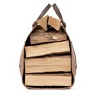 Leather Cognac Brown Firewood Carrier With Fireplace Log Tote