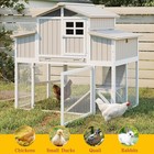 Petscosset Large Chicken Coop With Run  Outdoor House With 4 Nesting Boxes  Gray