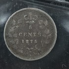 5 Cents 1875h Sd Canada Iccs F-15 Queen Victoria Silver C    Small Date