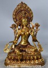 9 6  Old Tibetan Copper Gilt Carving Green Tara Enlightenment Goddess Statue
