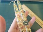 Vintage Mid Century Lucite Clear Gold Glitter Taper Candle Sticks  pair 