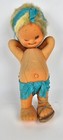 Handmade Felt Plush Toy Orange Soft And Cuddly Baby Doll Blue Hair Bow   Bottom