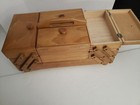Mcm Blonde Wood Expanding Drawer Sewing Box  Handle