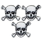 3-pack Skull   Crossbones Applique Patch - Mini Embroidered Skeleton Badge 7 8 