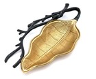 Gute Decorative Gold Leaf Black Branches Tray For Candy Fruits Dish Server Plate