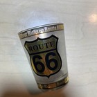 Route 66 Road Sign Shot Glass Frosted With Gold And Black Accents