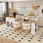 Expandable Kitchen Island W dining Table mobile Storage Cart W cabinet   Drawers