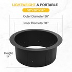 Aoodor 36   Fire Pit Ring Heavy Duty Metal Round Fire Pit For Diy Wood Burning