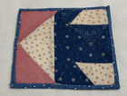 Antique Vintage Patchwork Quilt Table Topper  Triangles  Blue  Pink   White