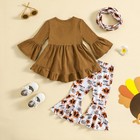 Toddler Baby Girl Thanksgiving Brown Outfit 9-12 M Turkey Top   Polka Dot Pants