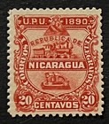 Travelstamps  1890 Nicaragua Stamps Sc 24  Train 20c Mint  Original Gum  Hinged