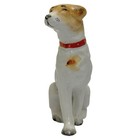 Vintage Ceramic Hound Dog Puppy White brown Figurine Made In Japan
