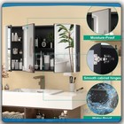 3-doors Bathroom Medicine Cabinet W led Lights  8 Shelves  Wall Mounted Cabinet