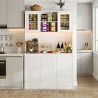 70  Farmhouse Tall Kitchen Pantry Storage Cabinet With Power Outlet Cupboard