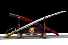 Handmade Saber Sword 1090 High Carbon Steel Blade Alloy Handle Wooden Scabbard