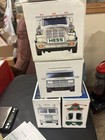 Lot Of 4 Hess Trucks Helo Utility Wt Motor Cy Front Loader Truck Wt Race Cars