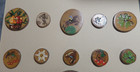 Collector Card 25 Wooton Wood Hand Painted Picture Studio Buttons   Belt Buckle