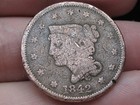 1842 Braided Hair Large Cent Penny- Large Date  Good vg Details