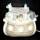 Vtg Enesco Porcelain Nursery Night Light Noah s Ark Baby Animals 72 In  Cord