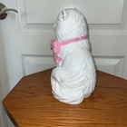 Persian White Kitty Cat Pink Polka Dot Ribbon Bow Decorative Statue Figurine