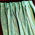 2 Vtg Mid Century Modern Pinch Pleat Drapes Turquoise Gold 86 l Romantic Chic