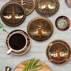 8pcs Tree Of Life Wooden Coasters Set - Non-slip   Heat-resistant