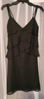Vintage Morgan   Co Black Chiffon Ruffle Dress Size 5 6 Made In Usa Party Prom