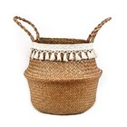 Boho Woven Seagrass Belly Basket For Storage Plant Basket Or Toy Large Beige